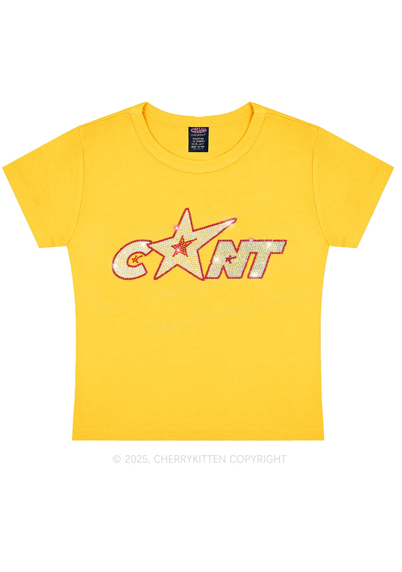 Rhinestone Star Cxxt Y2K Baby Tee Cherrykitten