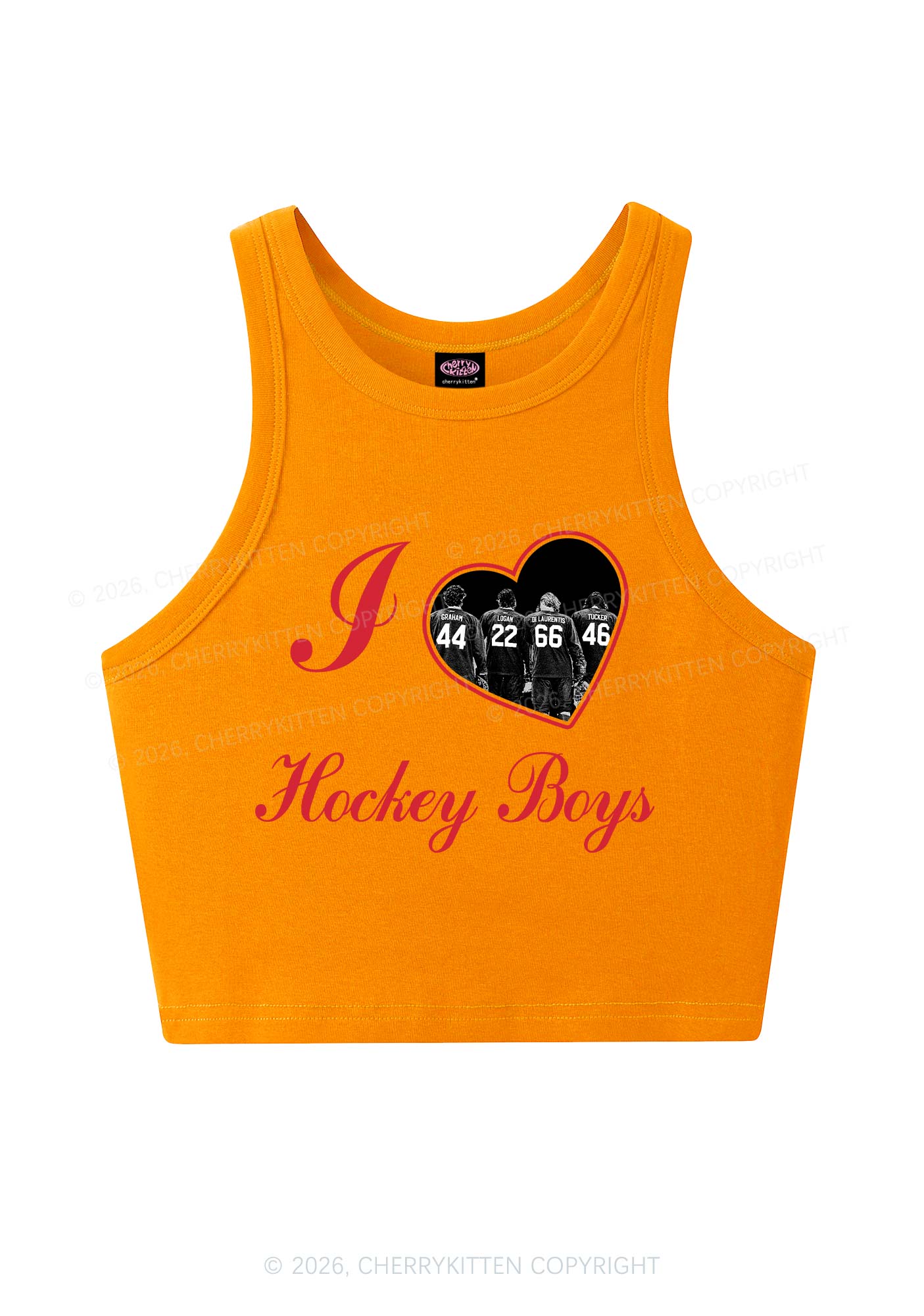 I Love Four Hockey Boys Y2K Crop Tank Top Cherrykitten