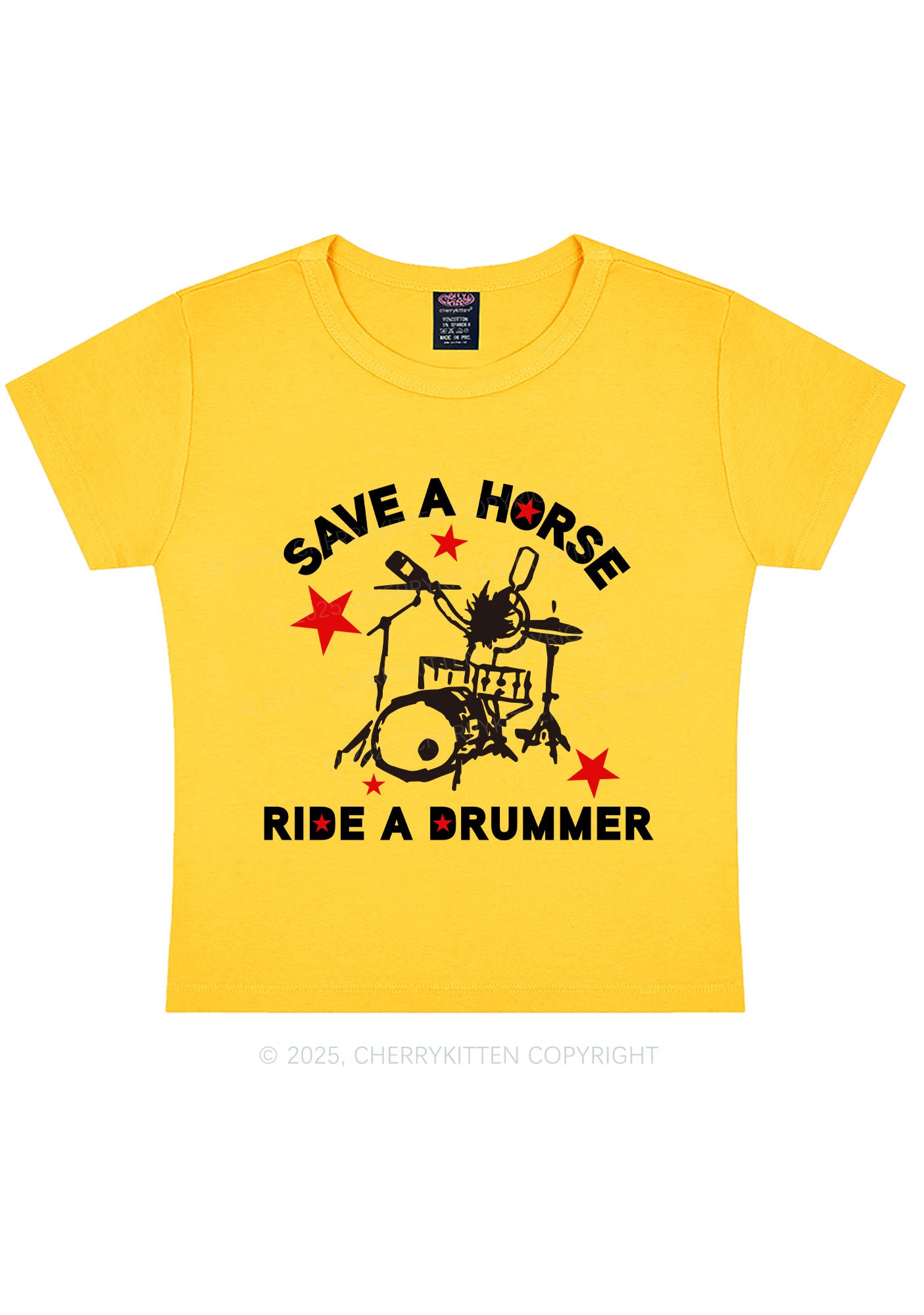 Save Horse Ride Drummer Y2K Baby Tee Cherrykitten