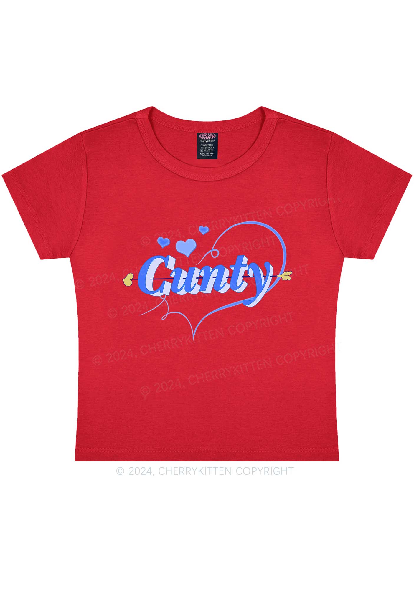 Cunty Pink Heart Y2K Valentine's Day Baby Tee Cherrykitten