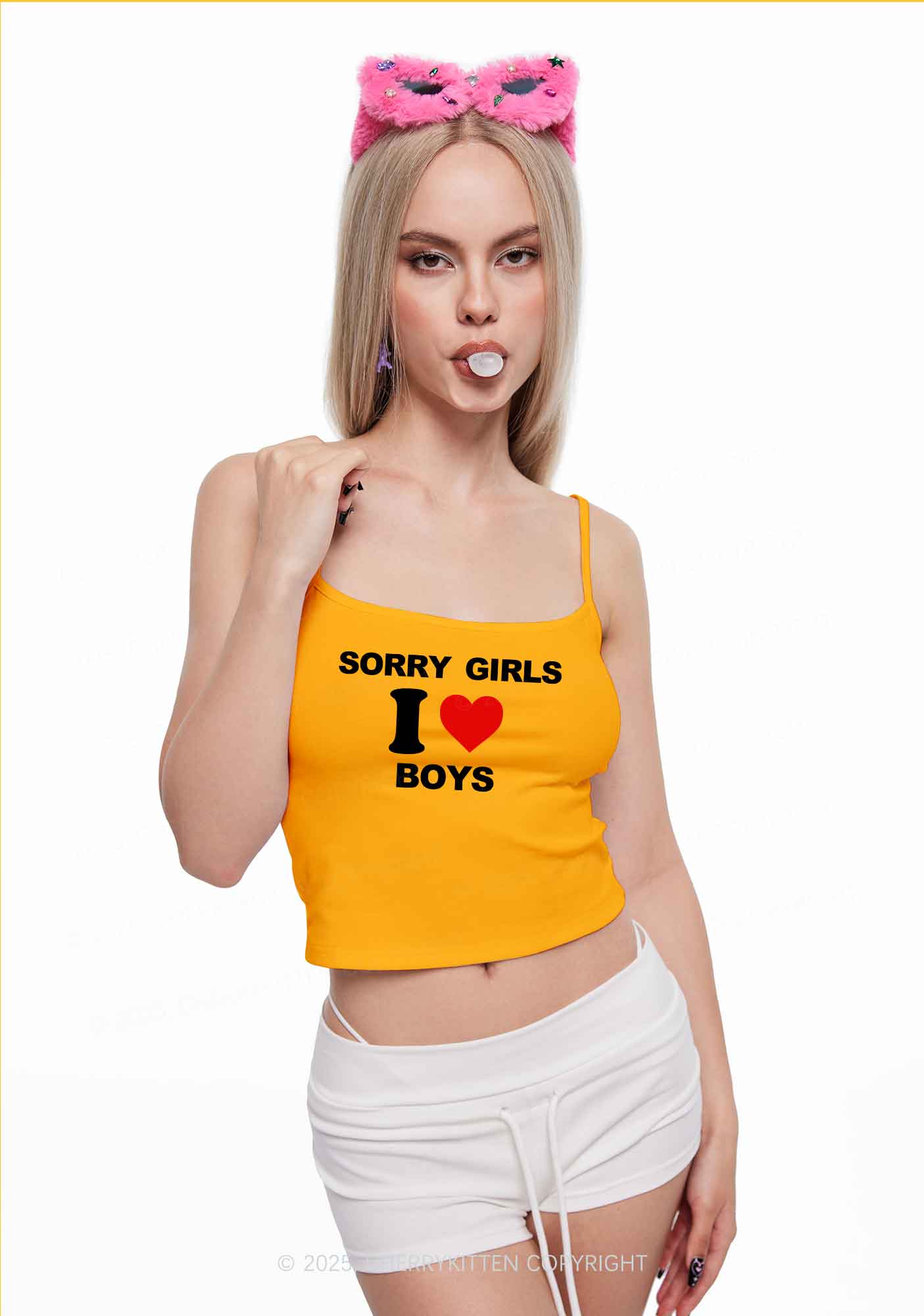 Sorry Girls I Love Boys Pride Y2K Spaghetti Strap Cami Cherrykitten