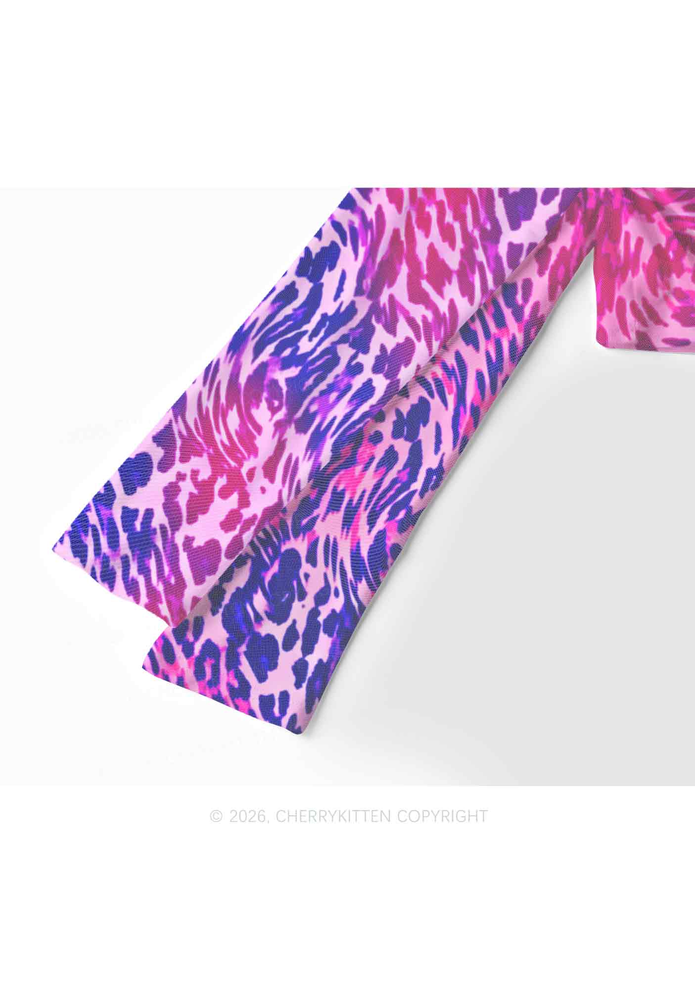 Bisexual Leopard Pride Y2K Mesh Long Sleeve Crop Top Cherrykitten