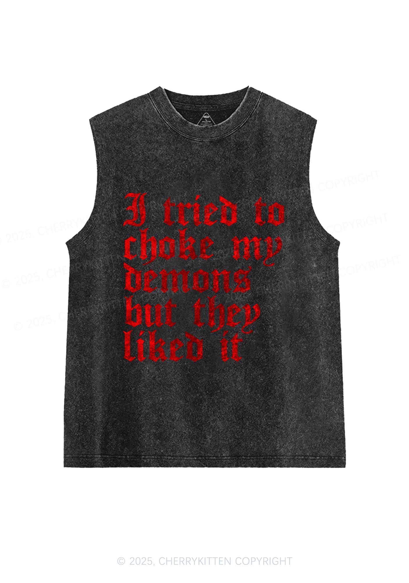 Halloween Choke Demons They Liked Y2K Washed Muscle Tank Cherrykitten