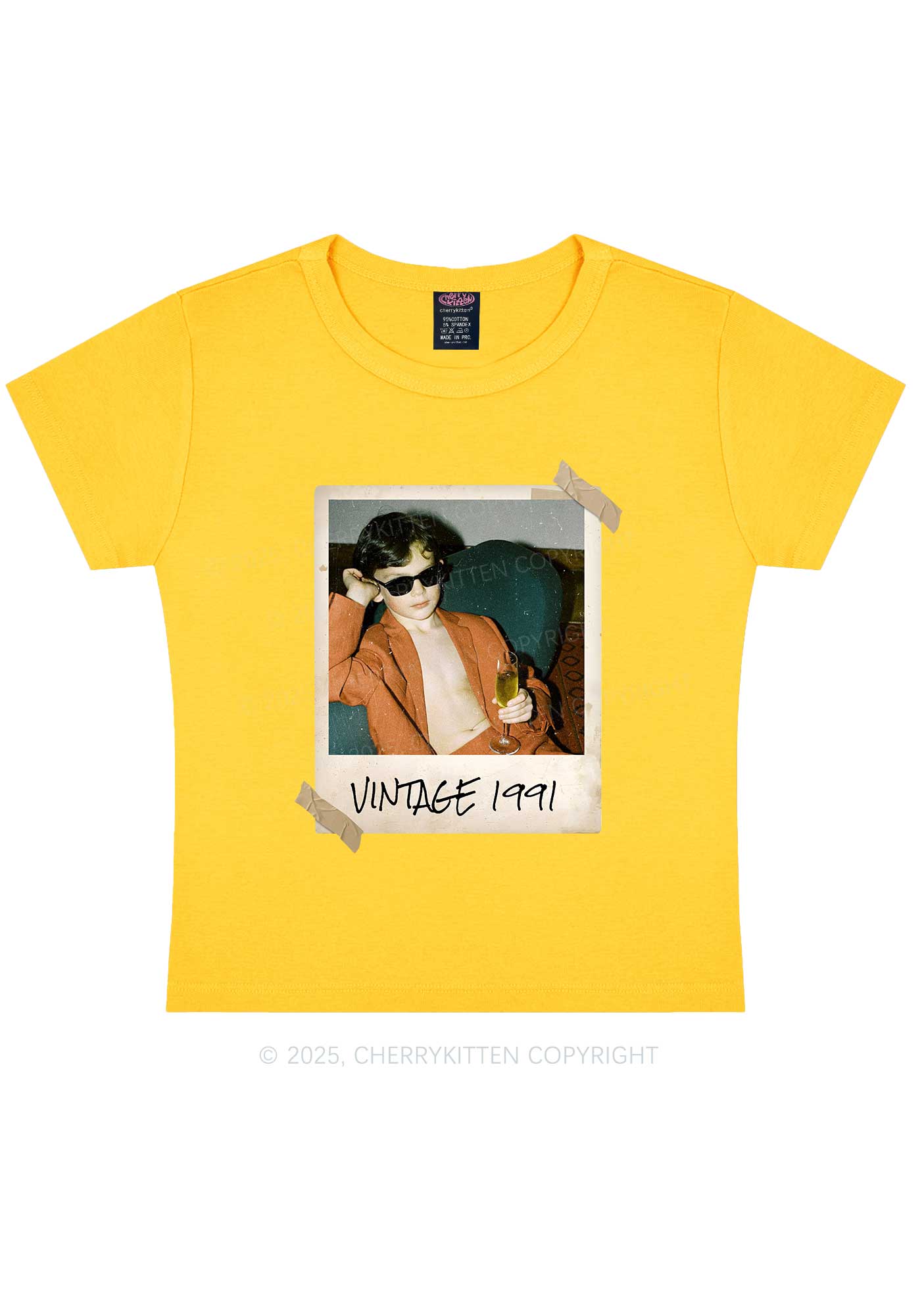 Custom Vintage Photo And Year Y2K Baby Tee Cherrykitten