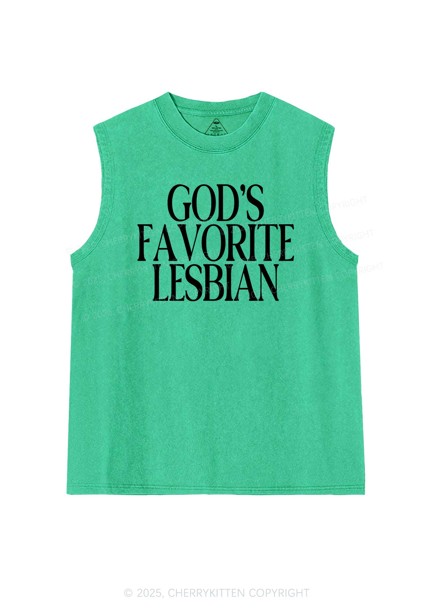 Gods Favorite Lesbian Pride Y2K Washed Muscle Tank Cherrykitten