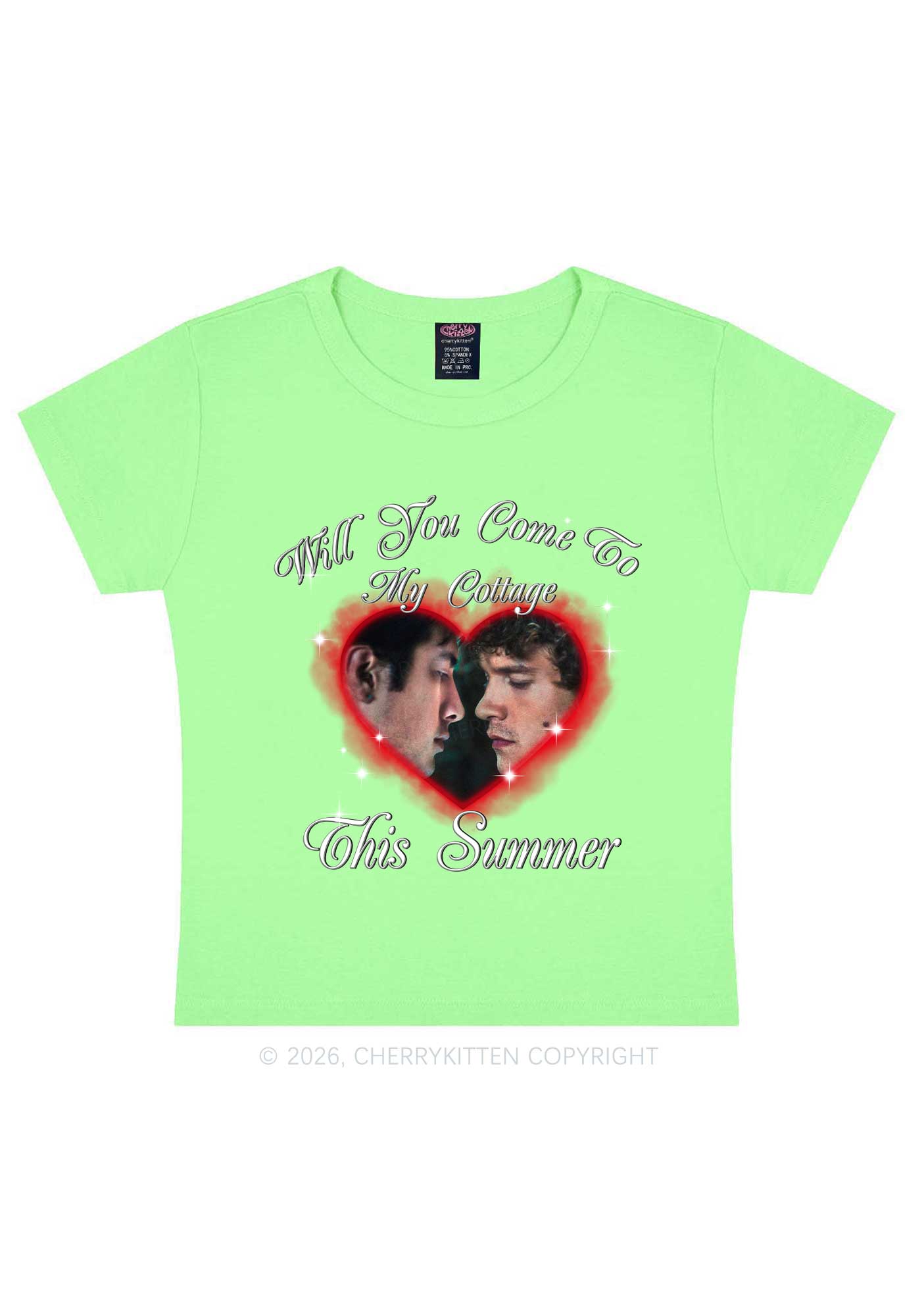 Come To My Cottage This Summer HR Y2K Baby Tee Cherrykitten