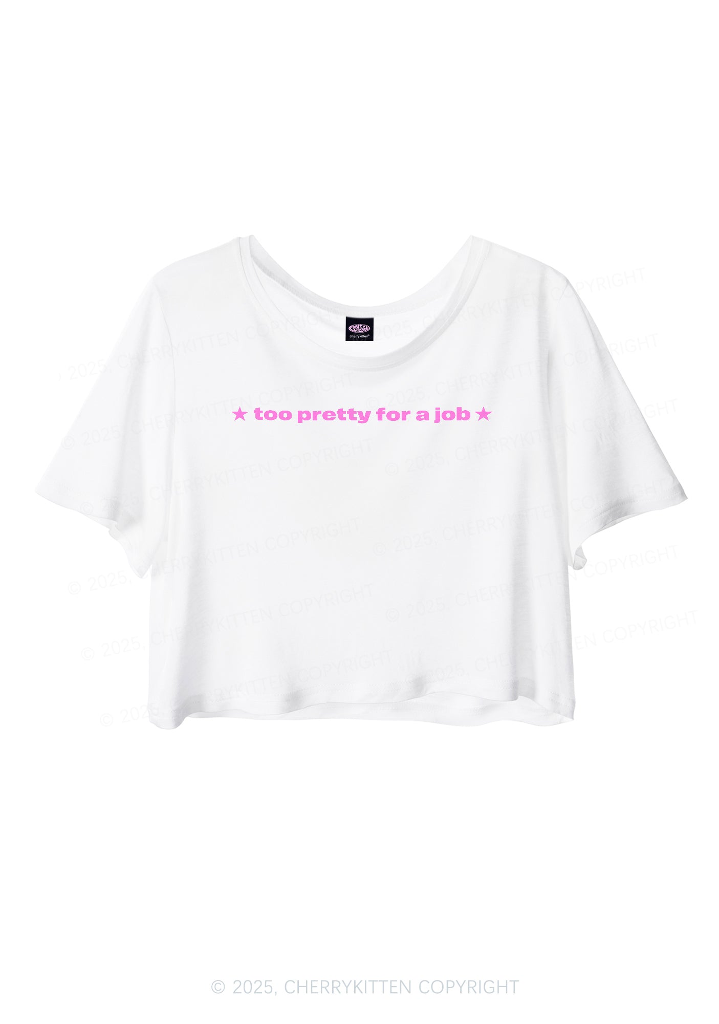 Too Pretty For Job Y2K Sheer Crop Tee Cherrykitten