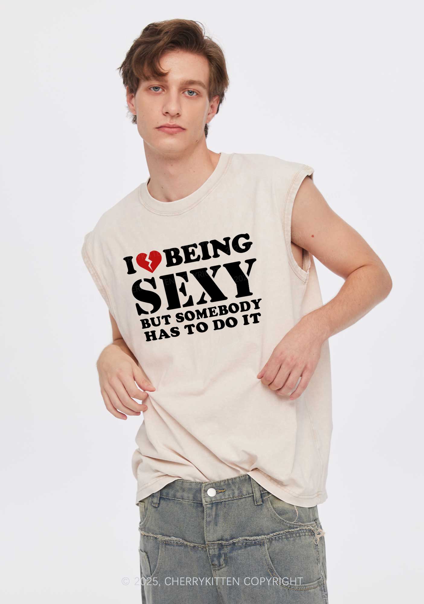 Being Sexy Tough Y2K Washed Muscle Tank Cherrykitten