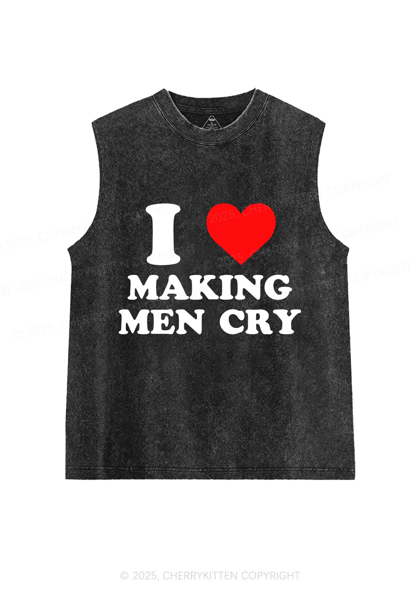 I Love Making Men Cry Y2K Washed Muscle Tank Cherrykitten
