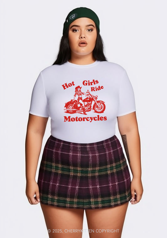 Curvy Hot Girls Ride Motorcycles Y2K Baby Tee Cherrykitten