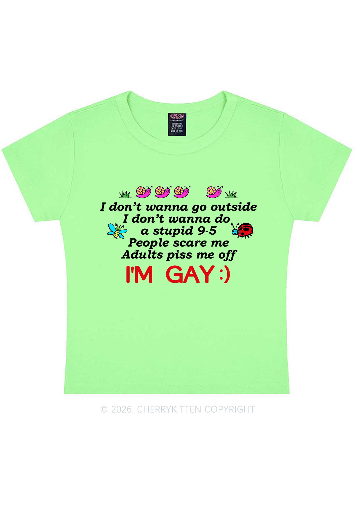 People Scare Me Im Gay Pride Y2K Baby Tee Cherrykitten