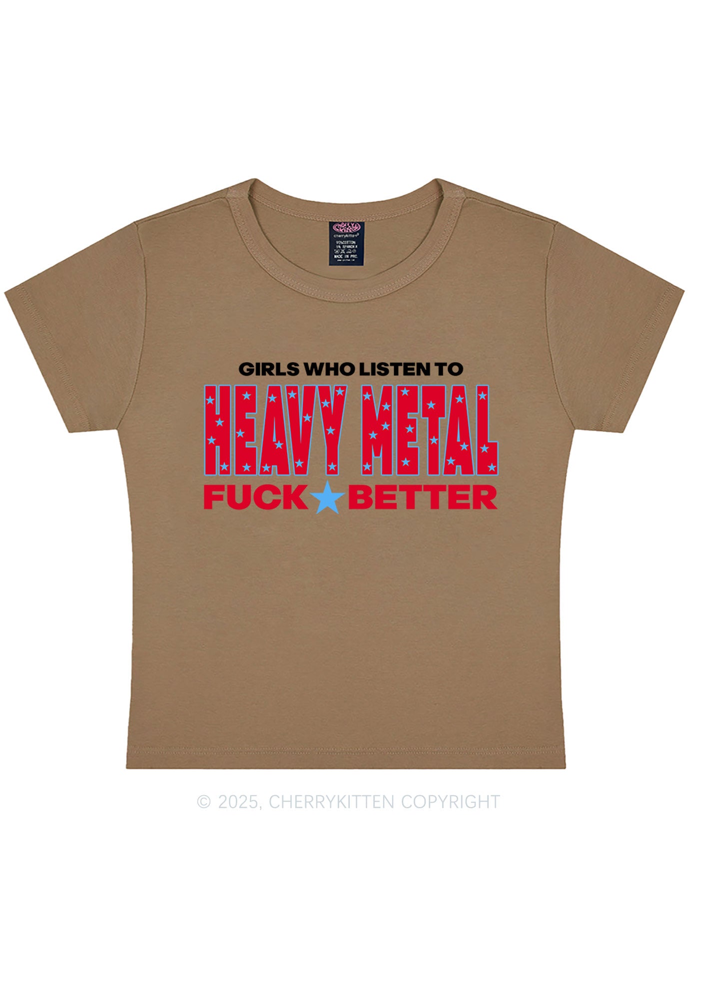 Girls Listen Heavy Metal Y2K Baby Tee Cherrykitten