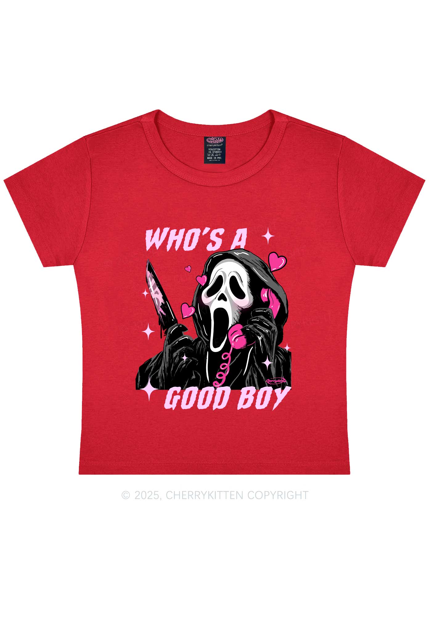 Halloween Ghost Good Boy Y2K Baby Tee Cherrykitten