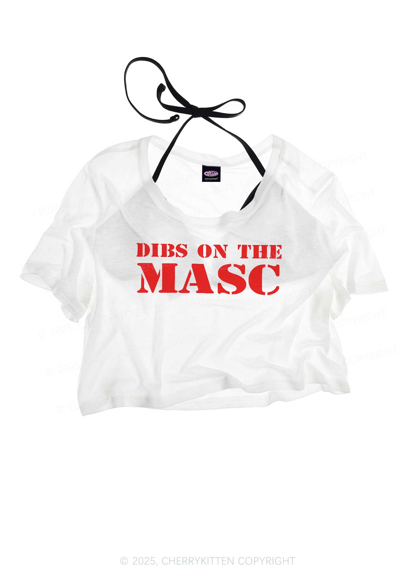 Dibs On The Masc Pride Y2K Sheer Crop Tee Cherrykitten