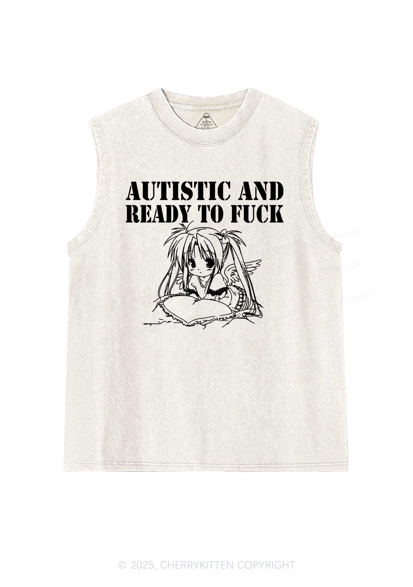 Autistic Ready To Fxxk Y2K Washed Muscle Tank Cherrykitten