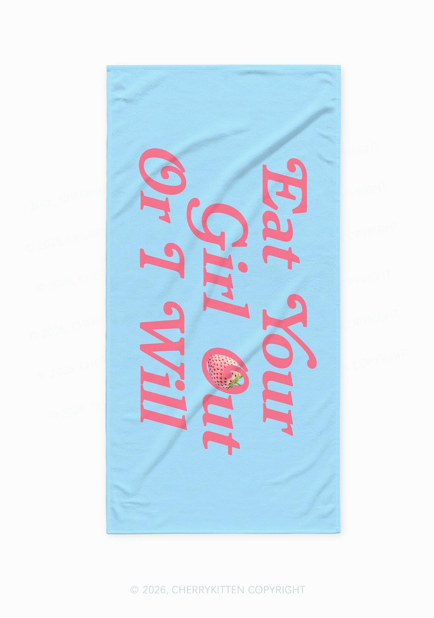 Eat Your Girl Out Strawberry Pride Y2K Beach Towel Cherrykitten