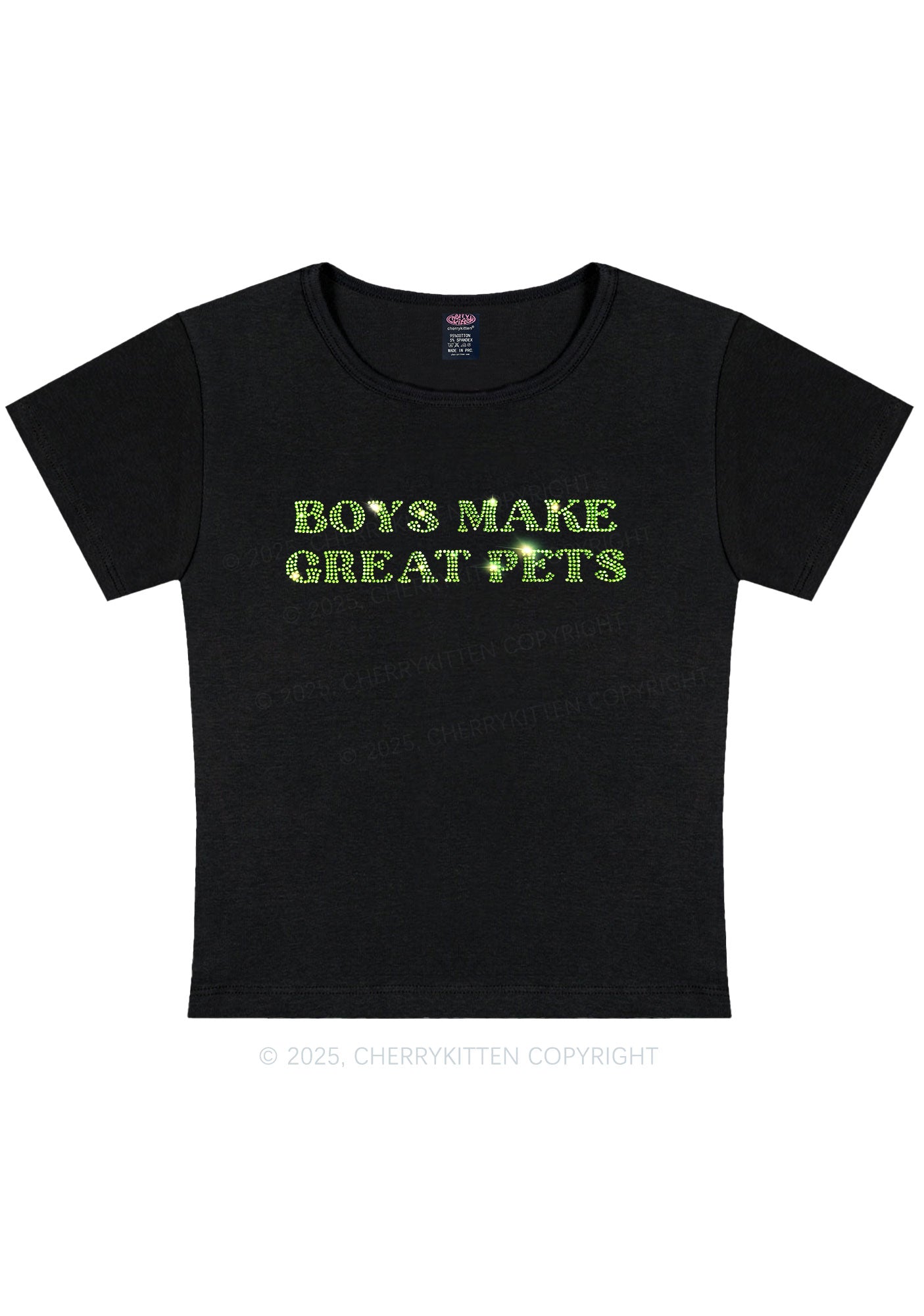 Curvy Rhinestone Boys Make Gr8 Pets Y2K Baby Tee Cherrykitten