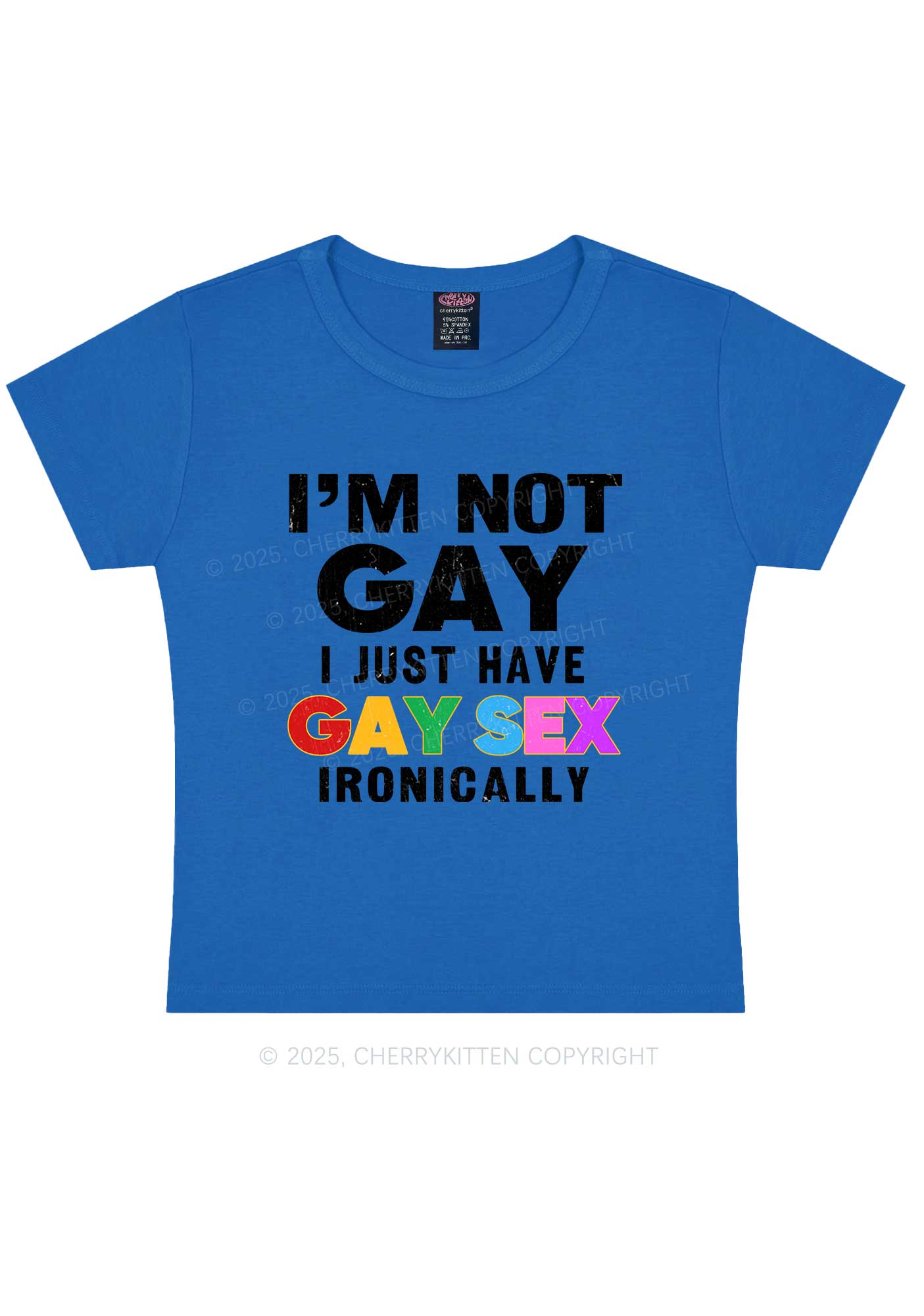 Gay Sx Ironically Pride Y2K Baby Tee Cherrykitten