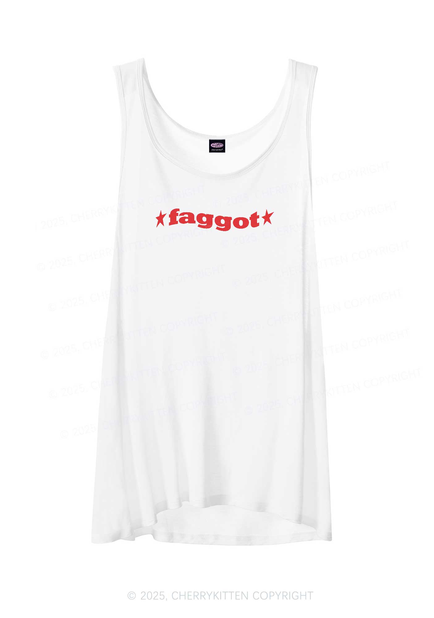 Red Faggot Pride Y2K Sheer Boyfriend Tank Cherrykitten