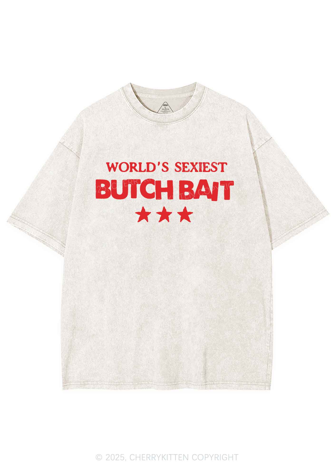 Worlds Sexiest Butch Bait Pride Y2K Shirts Washed Tee Cherrykitten