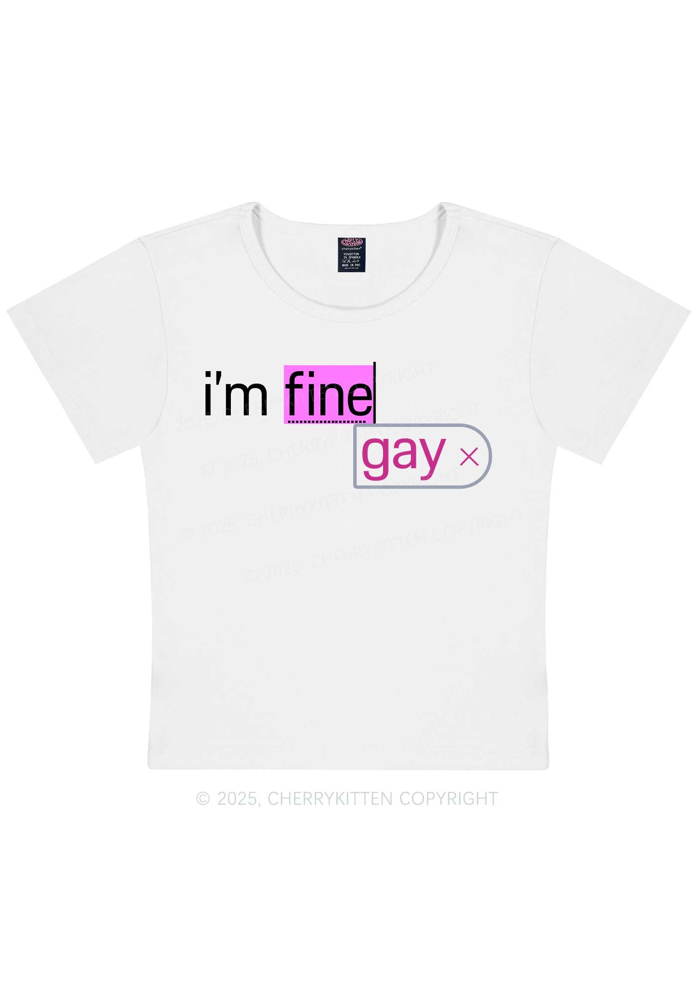 Im Fine Gay Pride Y2K Baby Tee Cherrykitten