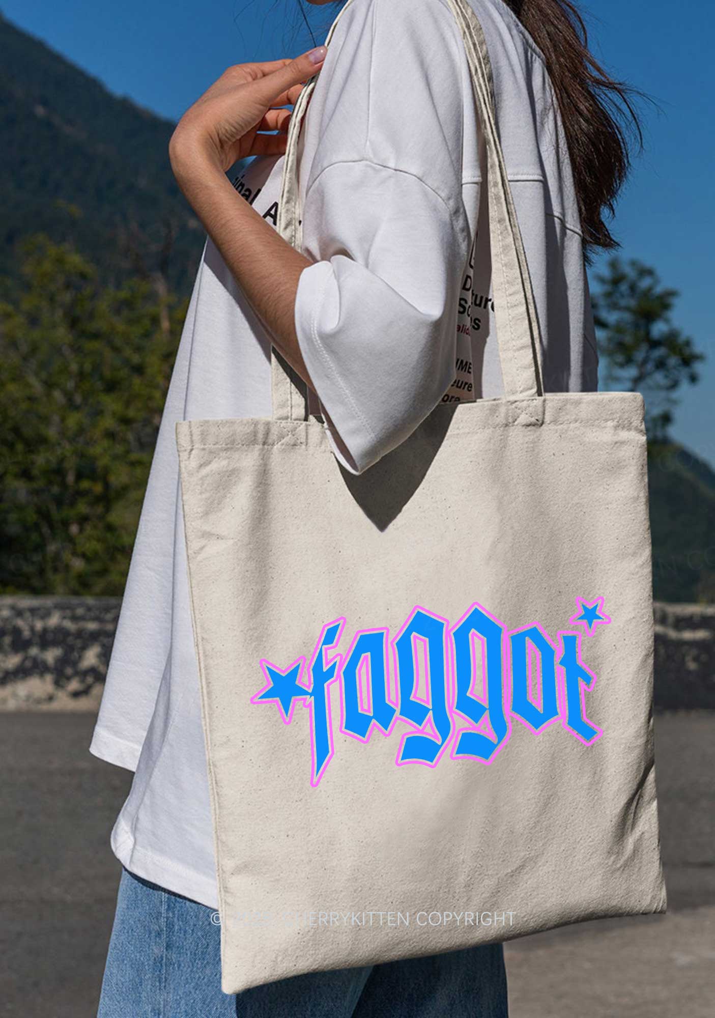 Faggot Stars Pride Y2K Canvas Tote Bag Cherrykitten