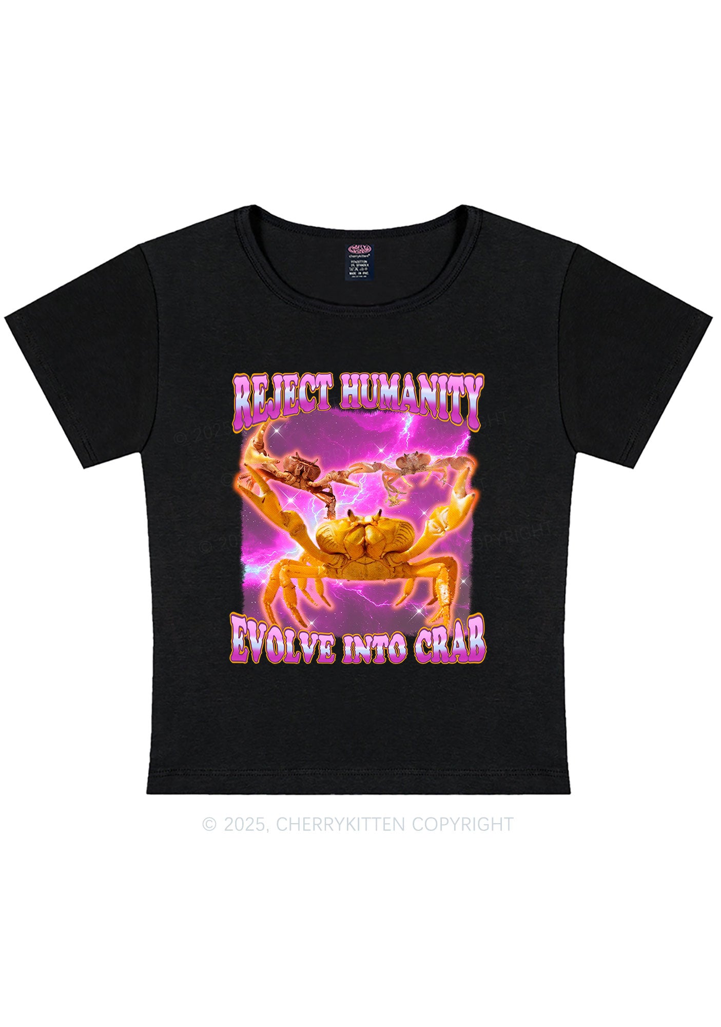 Reject Humanity Crab Y2K Baby Tee Cherrykitten
