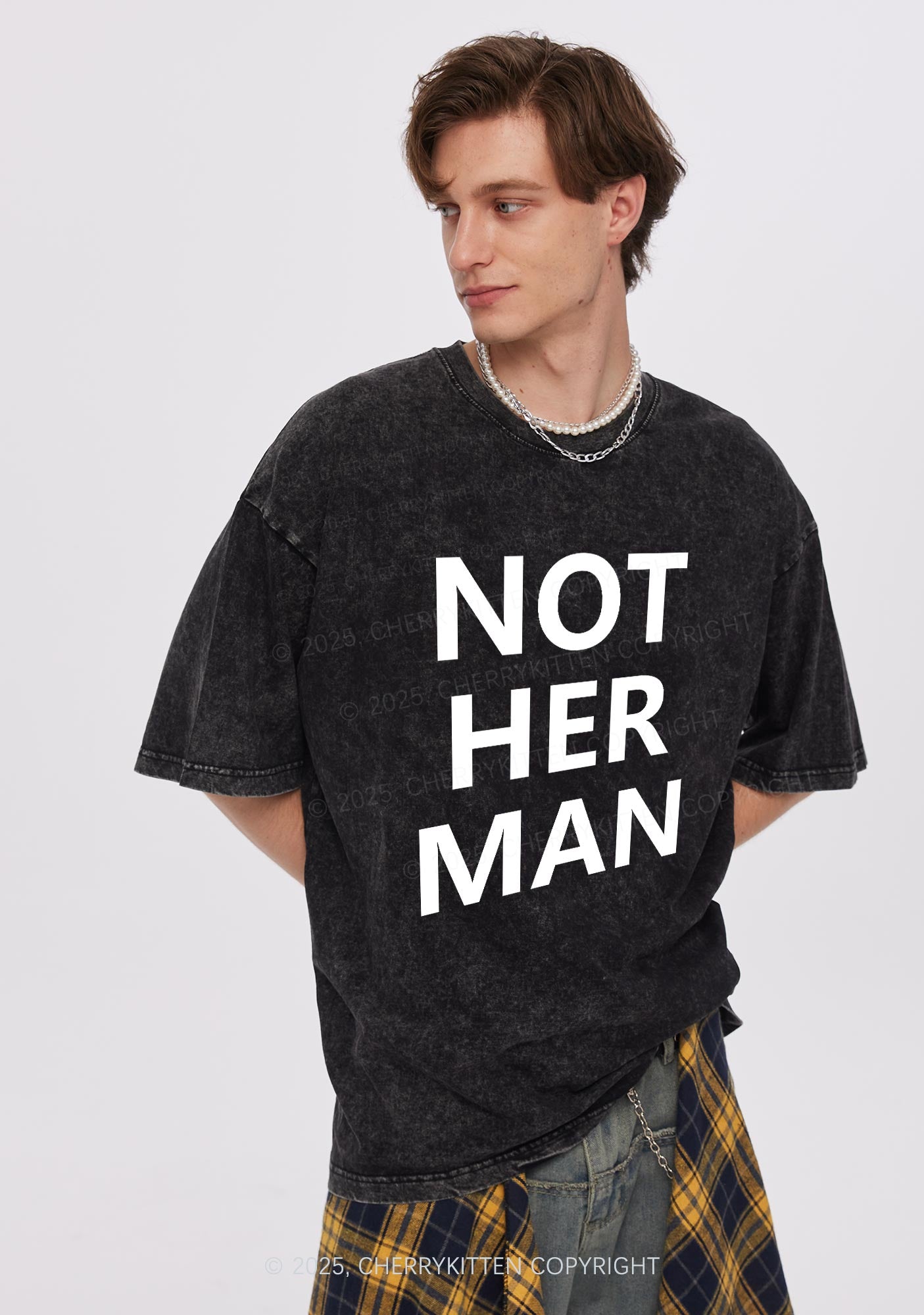 Not Her Man Y2K Shirts Washed Tee Cherrykitten