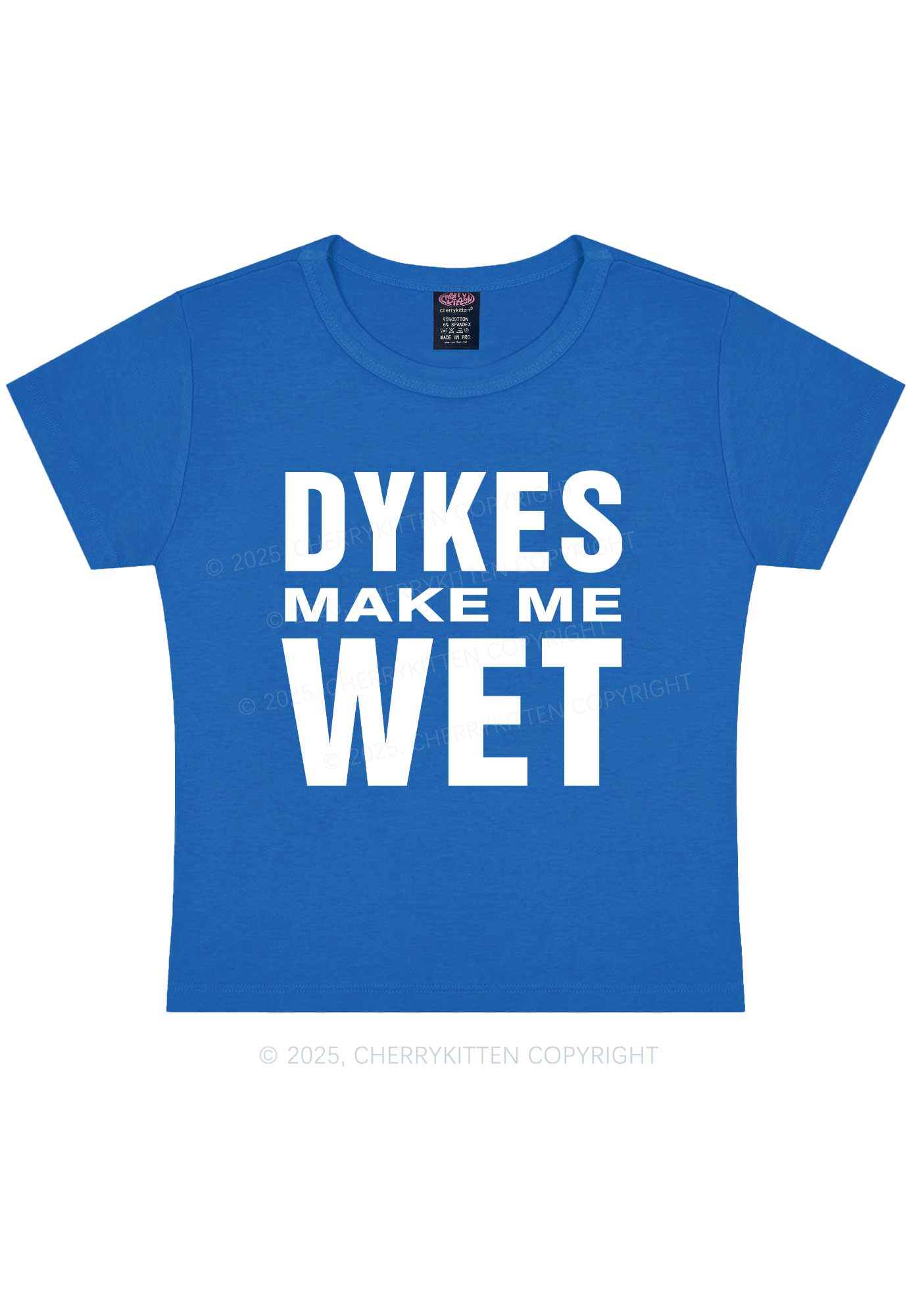 Dykes Make Me Wet Pride Y2K Baby Tee Cherrykitten