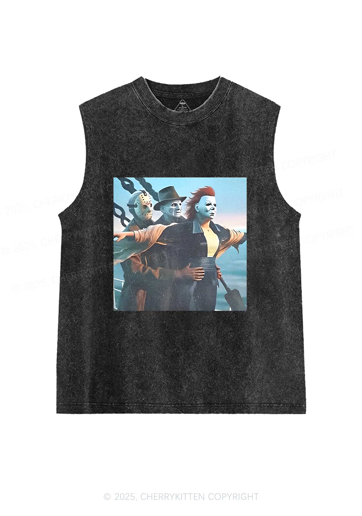 Halloween Horror Characters Y2K Washed Muscle Tank Cherrykitten