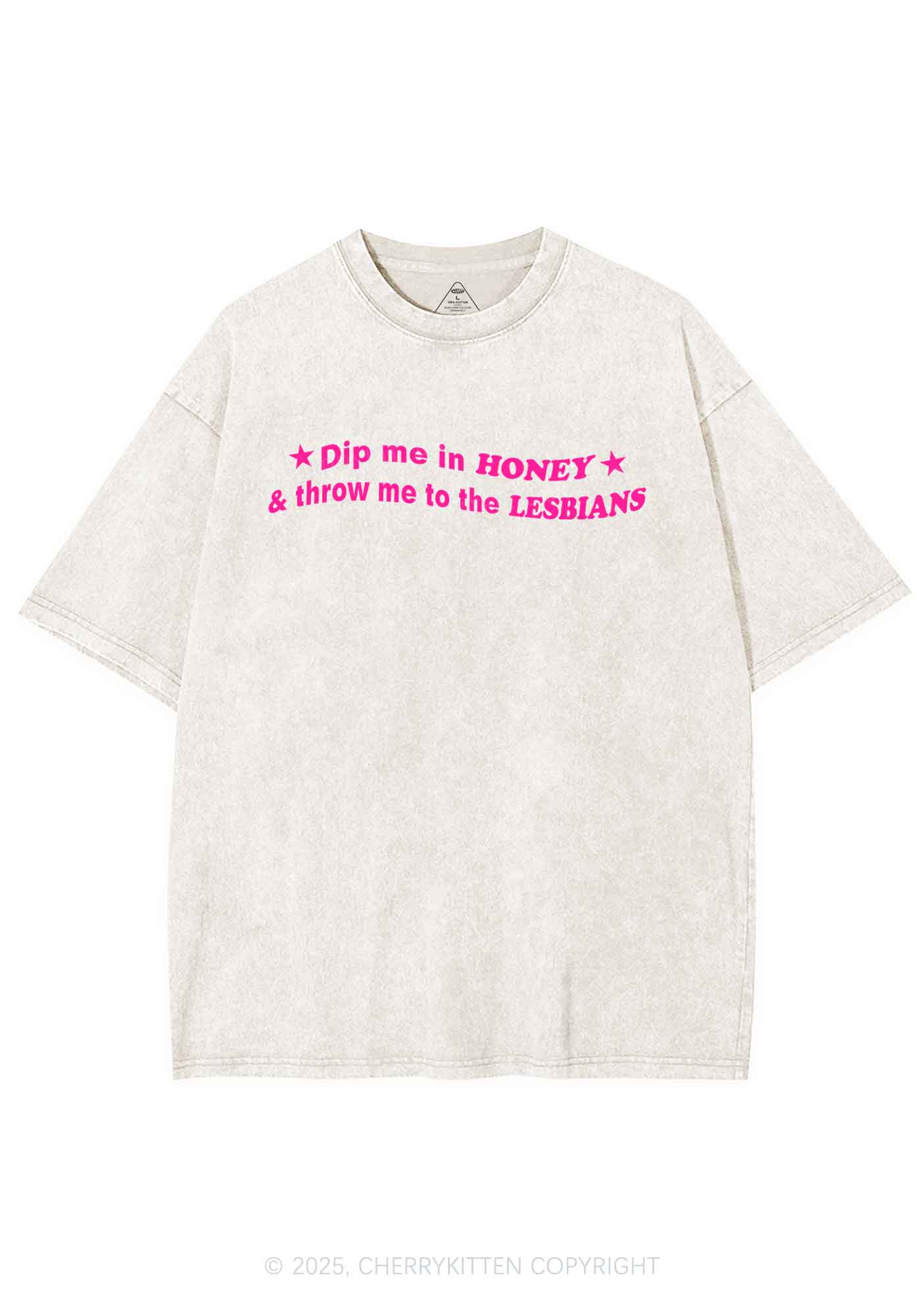 Honey Lesbians Pride Y2K Shirts Washed Tee Cherrykitten