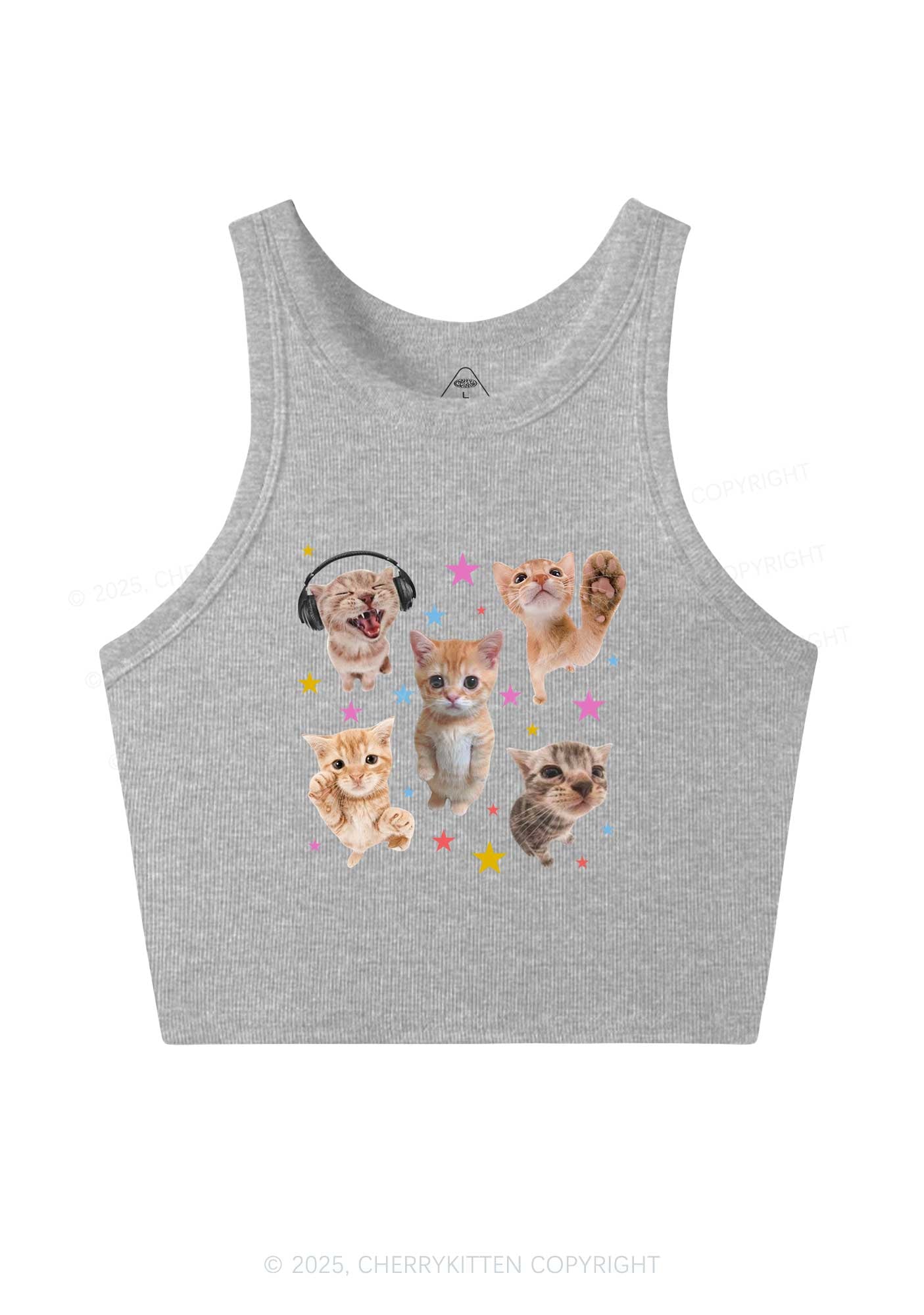 Adorable Cats Y2K Crop Tank Top Cherrykitten
