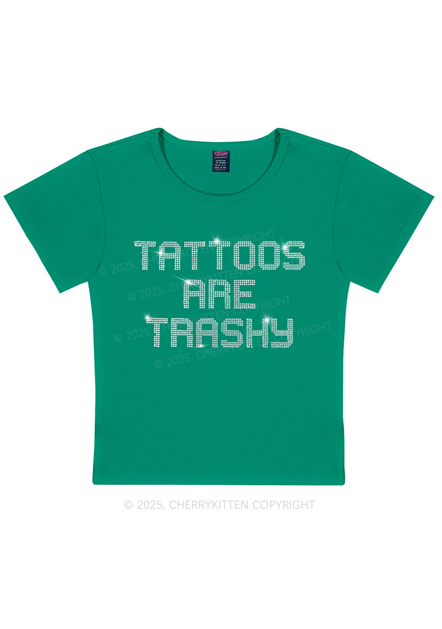 Rhinestone Tattoos Are Trashy Y2K Baby Tee Cherrykitten