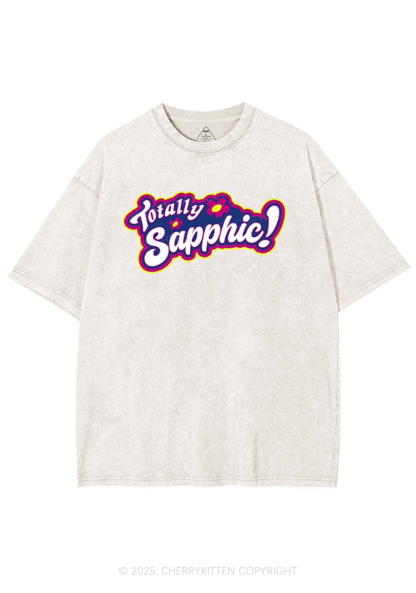 Totally Sapphic Pride Y2K Shirts Washed Tee Cherrykitten