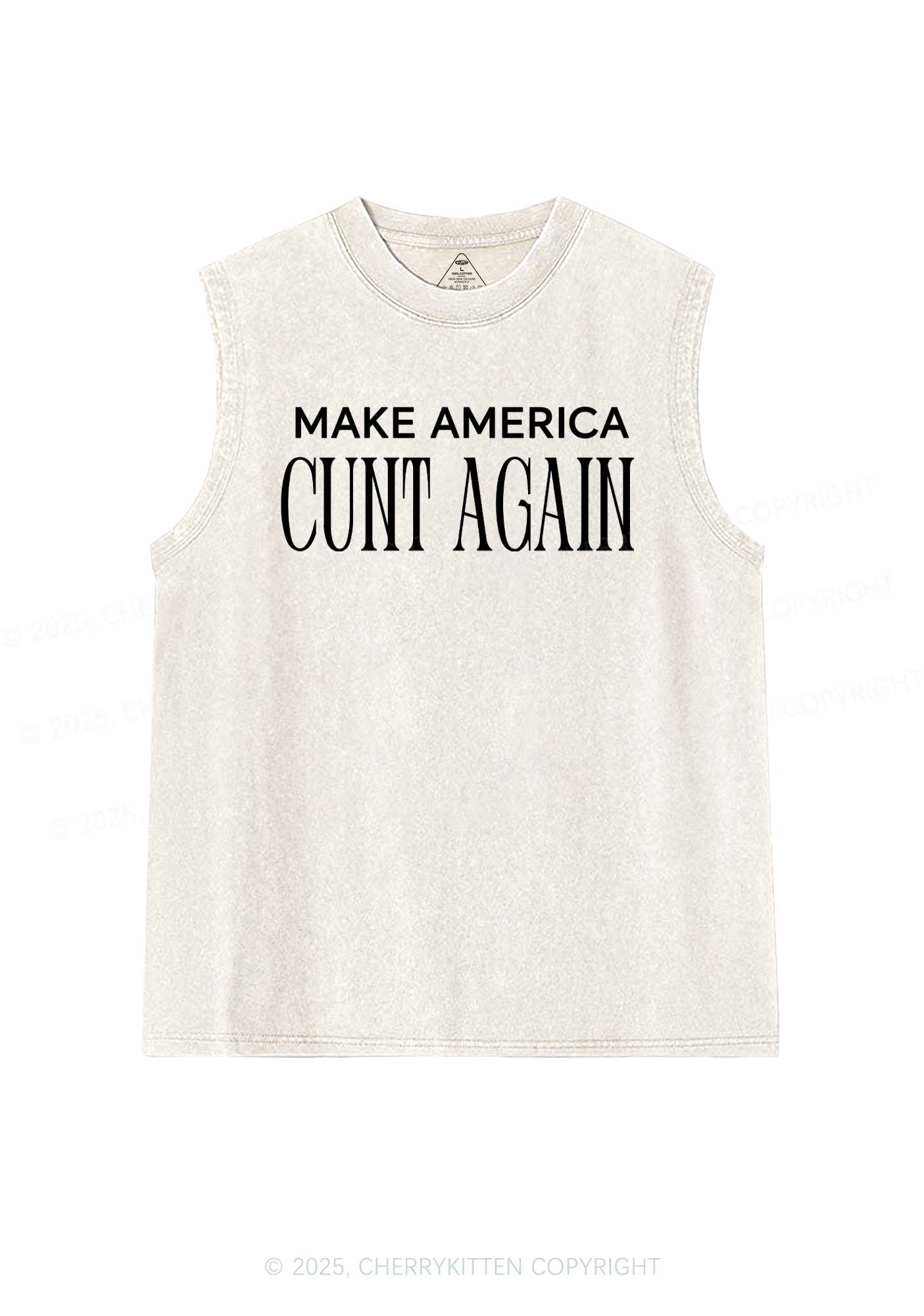 Make America Cxxt Again Y2K Washed Muscle Tank Cherrykitten