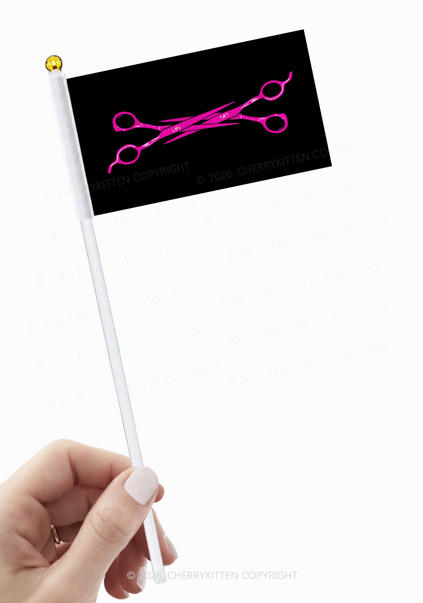 Pink Scissors Pride Y2K Hand Flags Cherrykitten