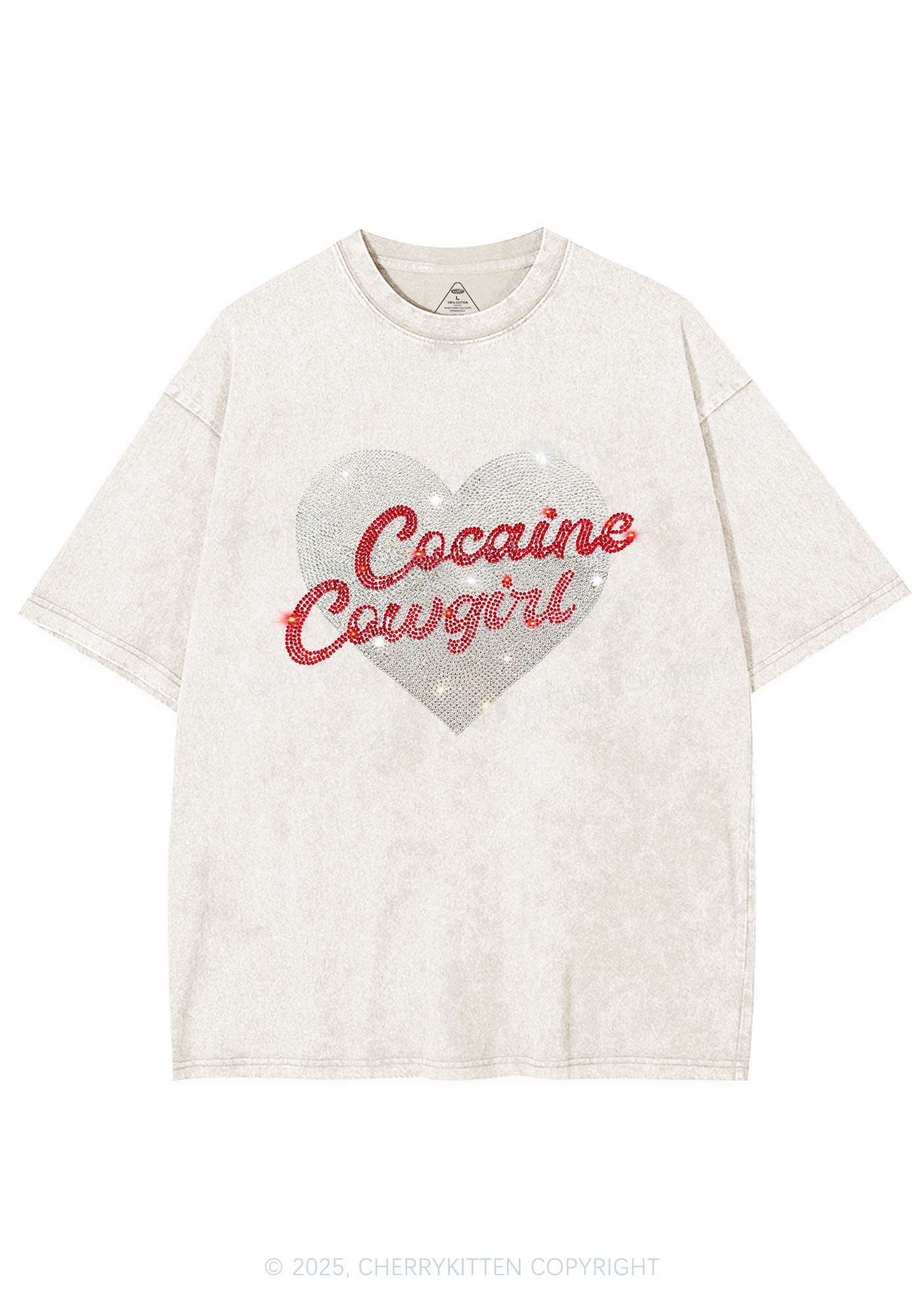 Rhinestone Cola Cowgirl Y2K Shirts Washed Tee Cherrykitten