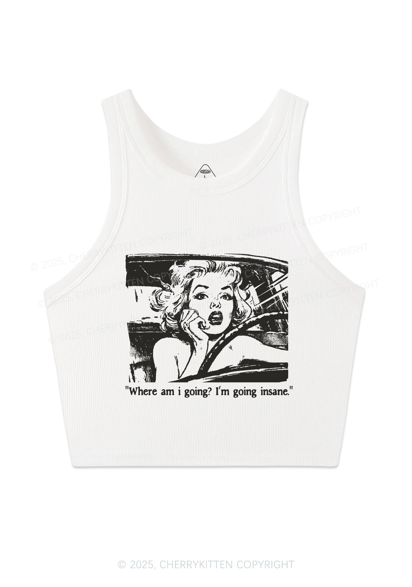 Woman Going Insane Y2K Crop Tank Top Cherrykitten