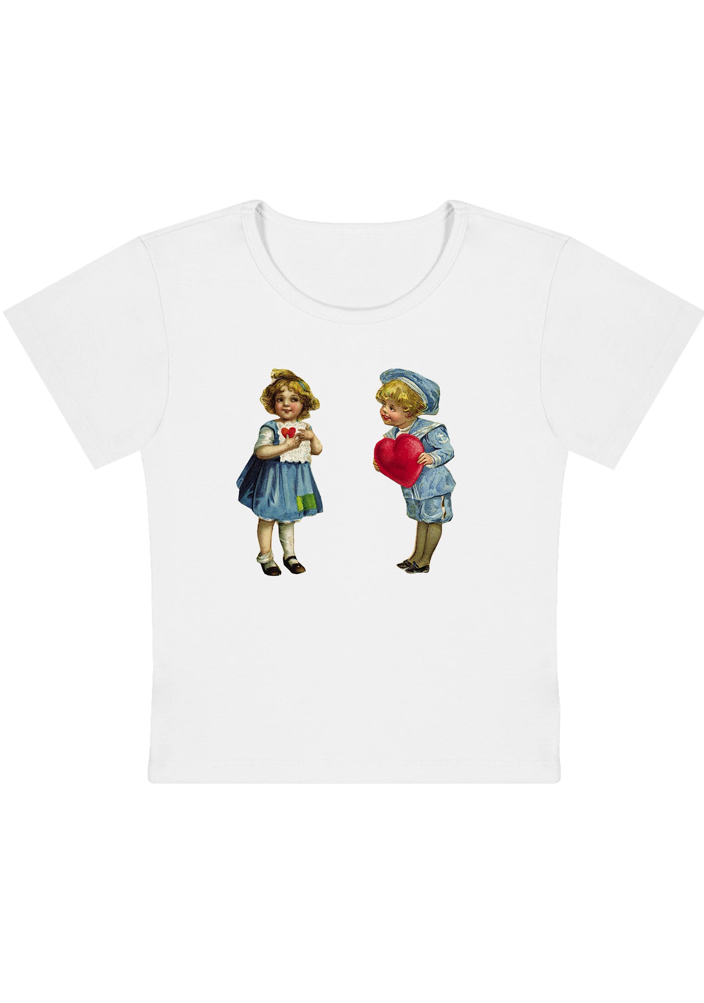 Curvy Boys Girls Red Hearts Baby Tee