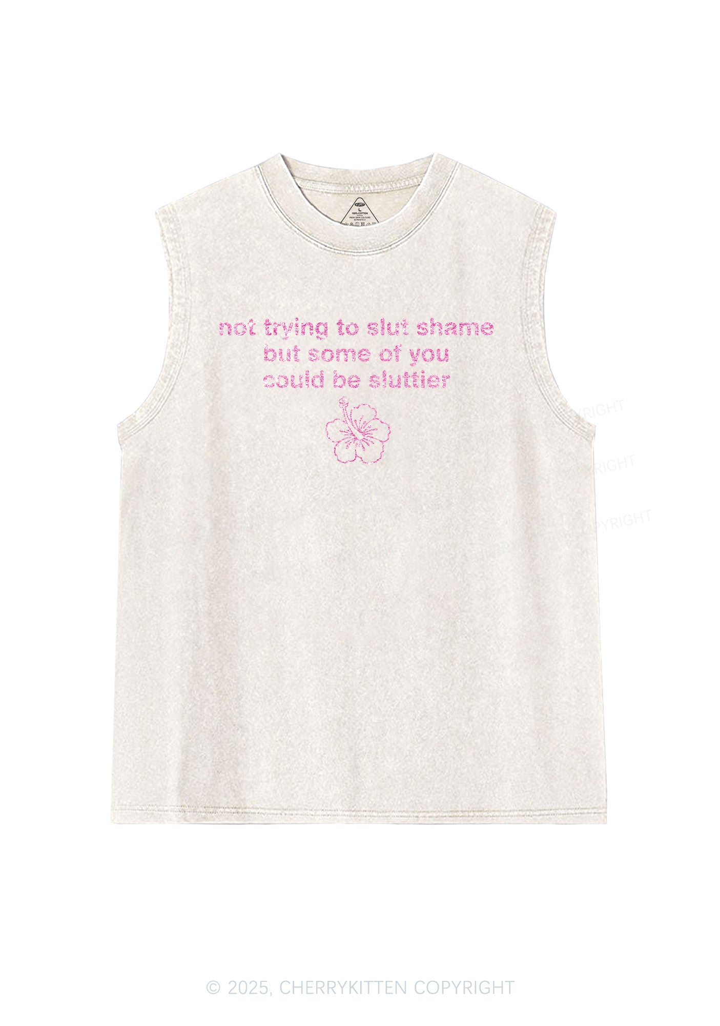 Glitter Not Trying To Slxt Shame Y2K Washed Muscle Tank Cherrykitten
