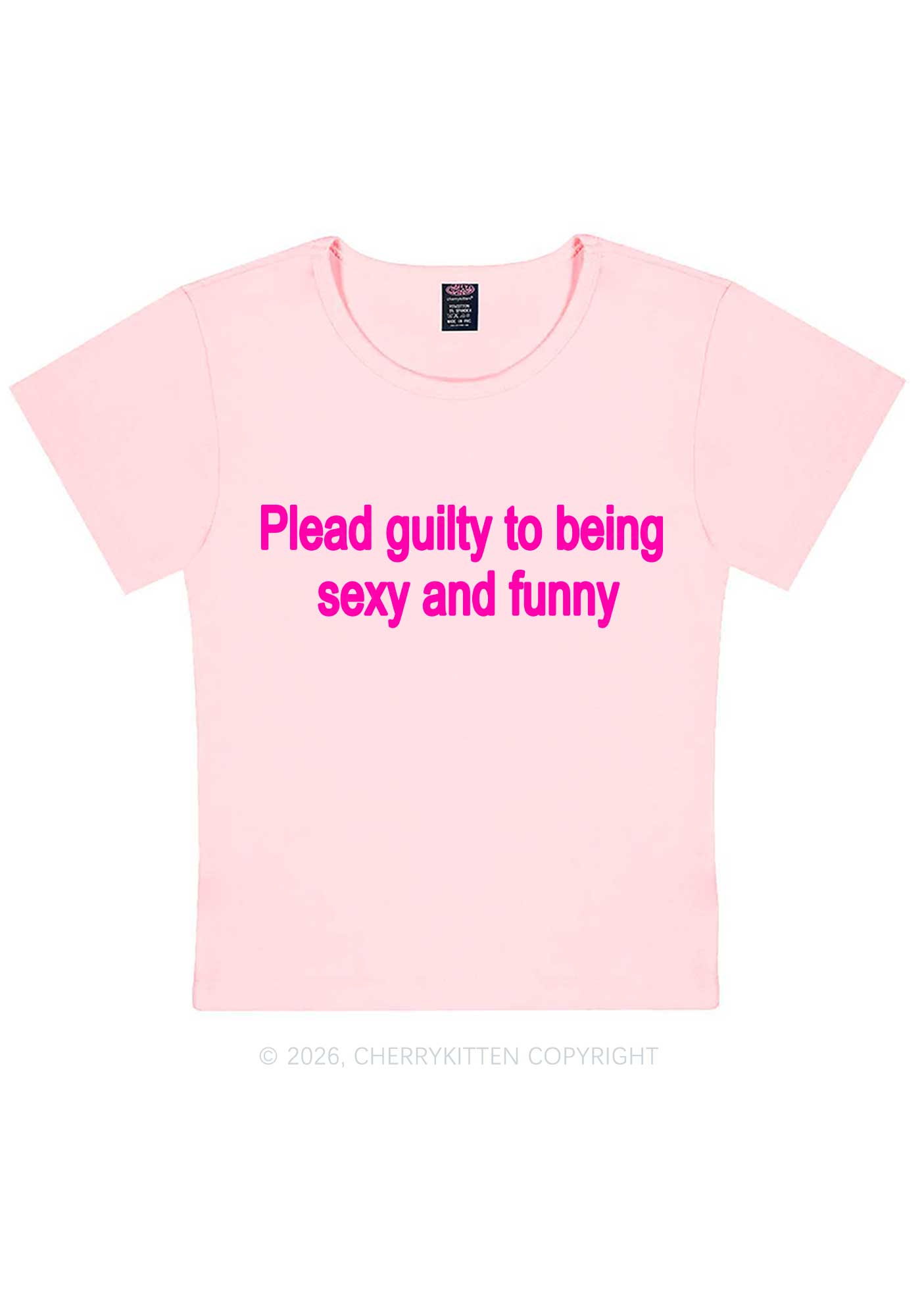 Plead Guilty To Being Funny Y2K Baby Tee Cherrykitten