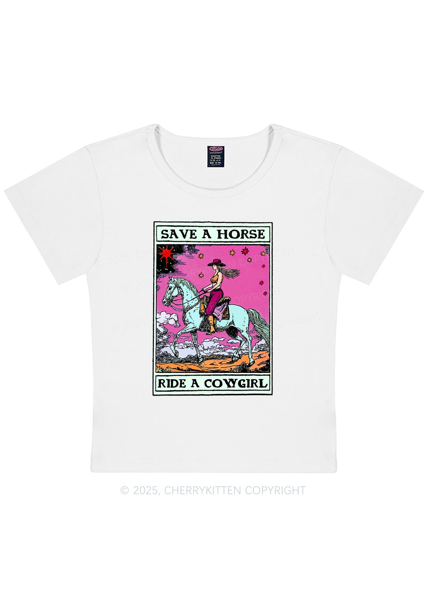 Save Horse Ride Cowgirl Pride Y2K Baby Tee Cherrykitten