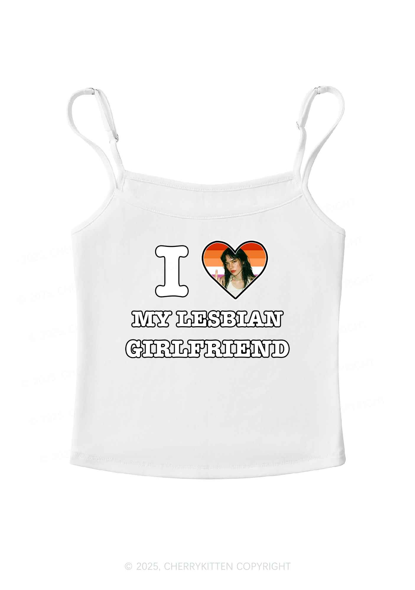 Custom My Lesbian GF Pride Y2K Spaghetti Strap Cami Cherrykitten