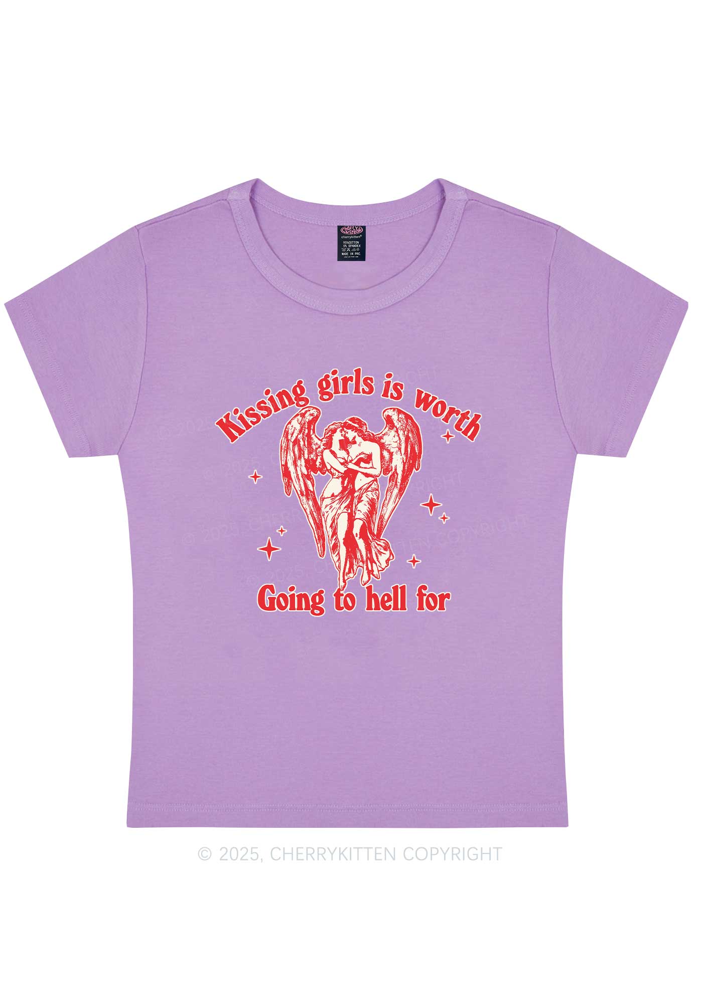 Kissing Girls To Hell Pride Y2K Baby Tee Cherrykitten