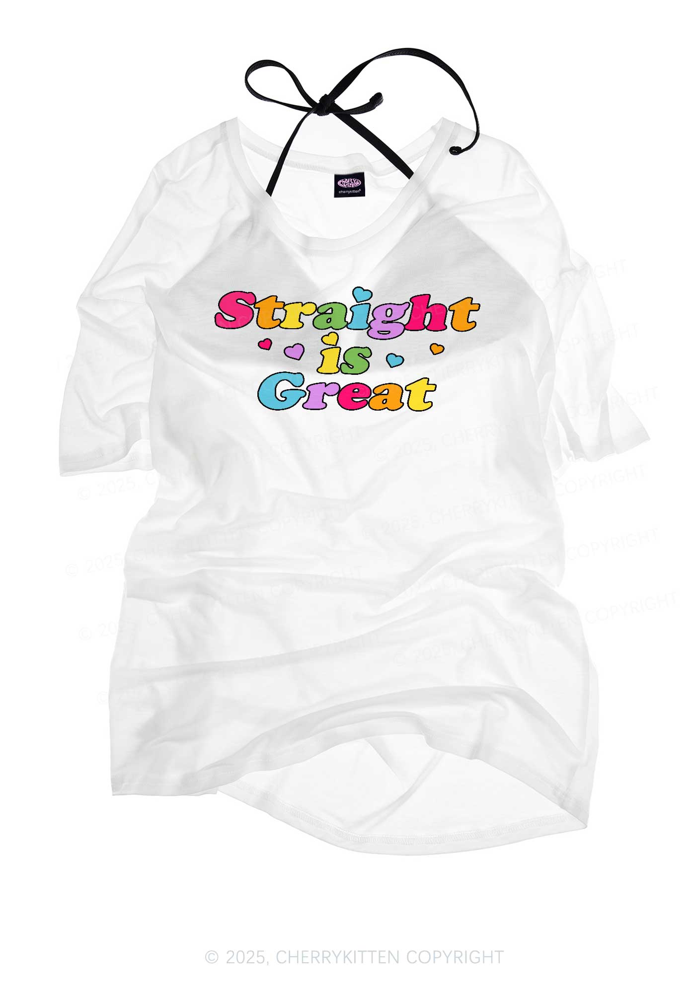 Straight Is Great Pride Y2K Sheer Boyfriend Tee Cherrykitten
