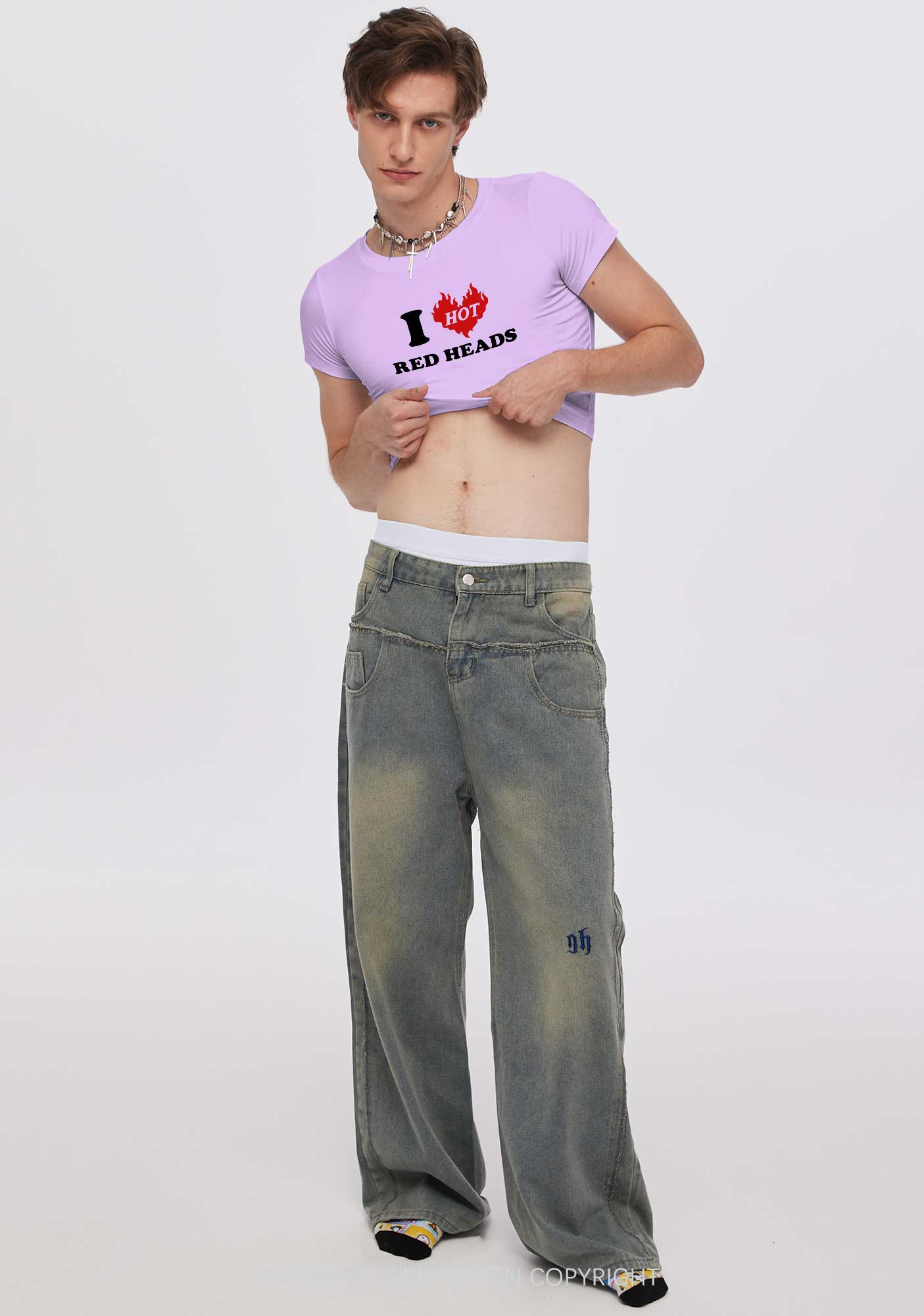 I Love Hot Red Heads Y2K Baby Tee Cherrykitten
