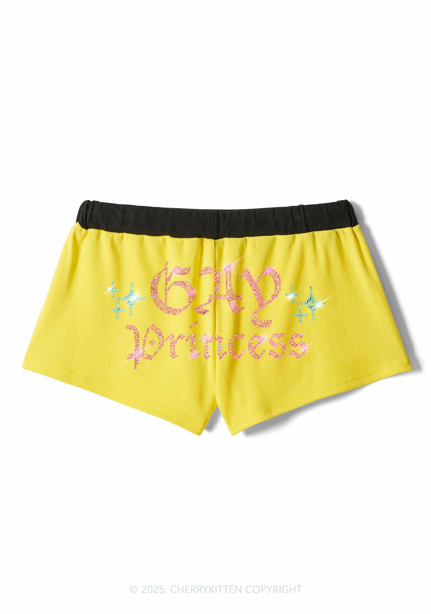 Rhinestone Gay Princess Pride Y2K Drawstring Mini Shorts Cherrykitten