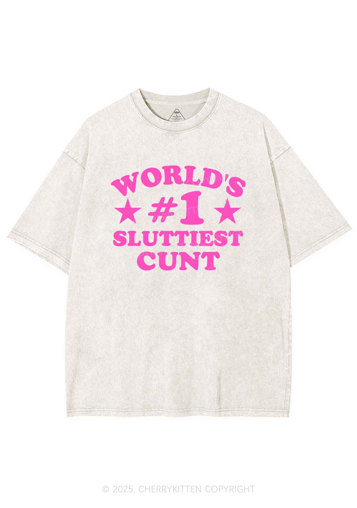 Worlds First Slxttiest Cxxt Y2K Shirts Washed Tee Cherrykitten