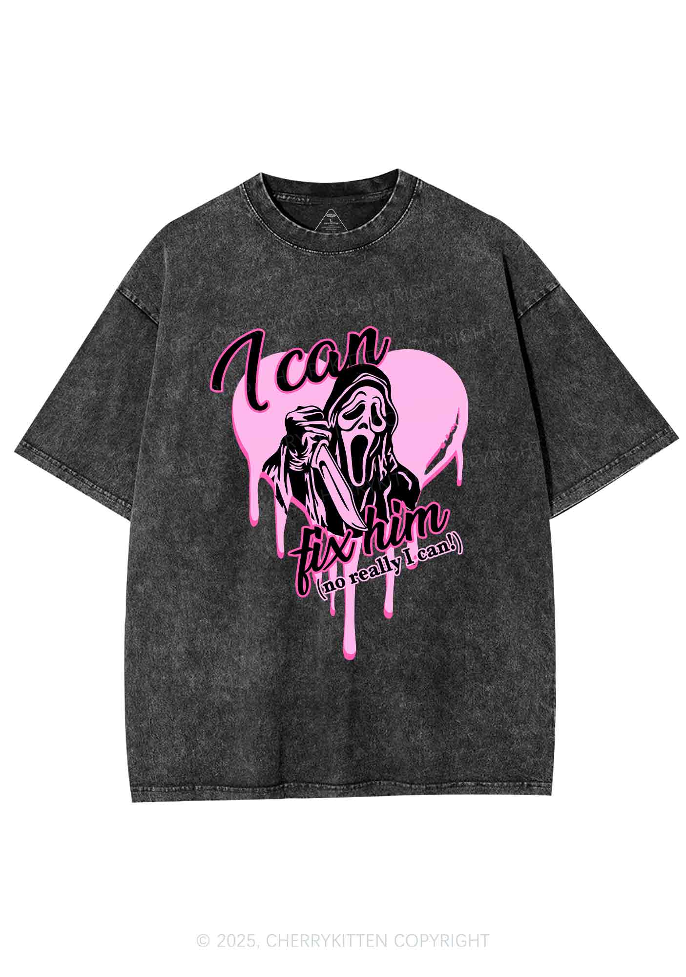 Halloween Ghost Fix Him Y2K Washed Tee Cherrykitten