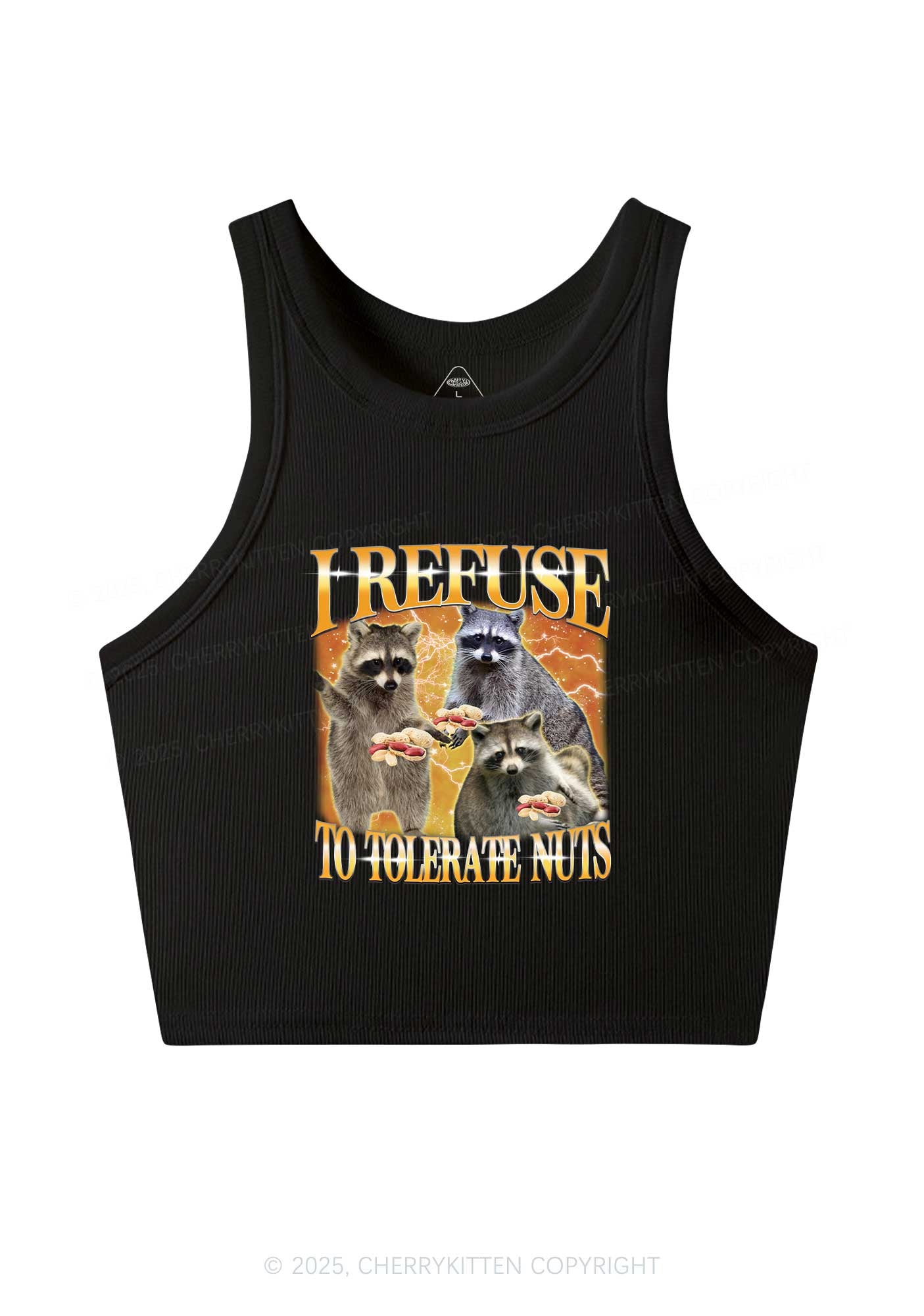 Retro Raccoon Nuts Y2K Crop Tank Top Cherrykitten